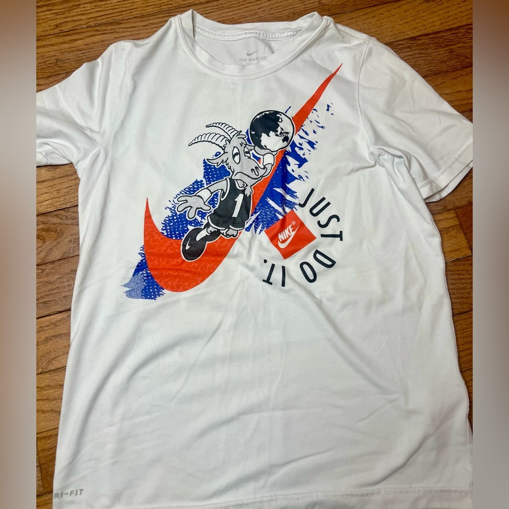 Nike White Short Sleeve Dri-FIT Tee YM GOAT Basketball